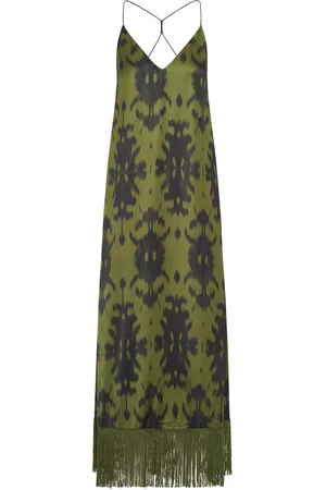 THE NINA STUDIO ABITO LUNGO IN SATIN CON FRANGE