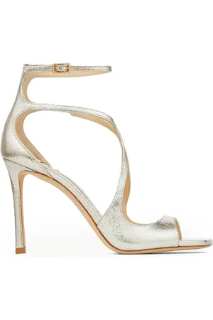 Jimmy Choo SANDALI AZIA 95 IN PELLE CHAMPAGNE CON GLITTER