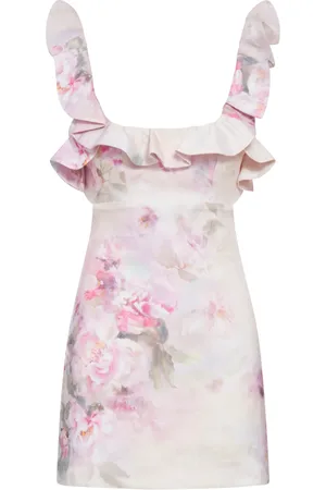 ZIMMERMANN MINI ABITO IN LINO STAMPATO