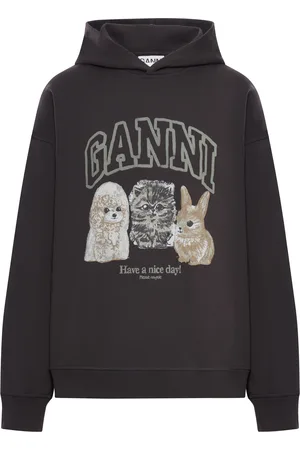 Ganni FELPA CON CAPPUCCIO CON STAMPA