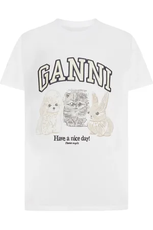 Ganni T-SHIRT IN COTONE CON STAMPA