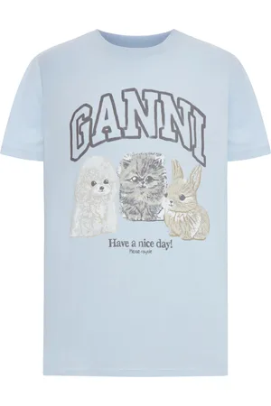 Ganni T-SHIRT IN COTONE CON STAMPA
