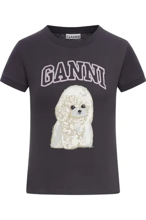 Ganni T-SHIRT IN COTONE CON STAMPA