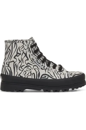 Superga 2341 Alpina Zebra Print Scarpe Stivali alla caviglia Bianco Unisex 35