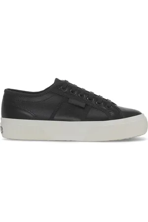 Superga 2740 Platform Tumbled Leather Scarpe Sneakers Nero Donna 36