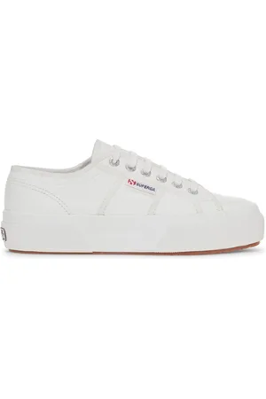 Superga 2740 Platform Tumbled Leather Scarpe Sneakers Bianco Donna 35