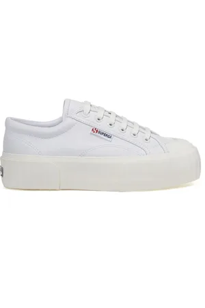 Superga 2631 Stripe Platform Vegan Material Scarpe Sneakers Bianco Donna 35