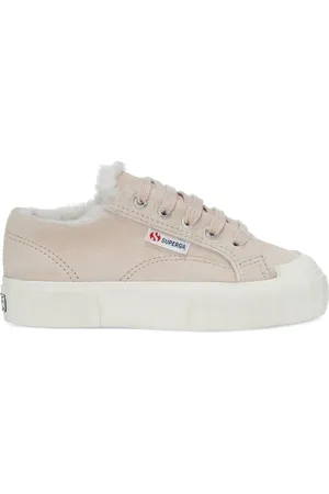 Superga 2630 Kids Stripe Suede Fur Scarpe Sneakers Rosa Unisex 26
