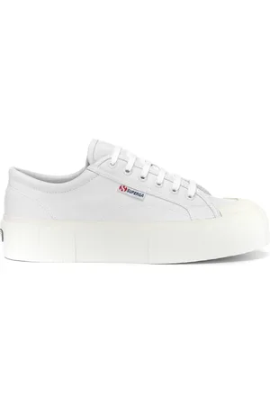 Superga 2631 Stripe Platform Vegan Material Scarpe Sneakers Bianco Donna 35