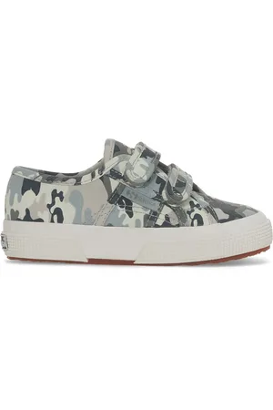 Superga 2750 Kids Straps Camo Ripstop Scarpe Sneakers Verde Unisex 22