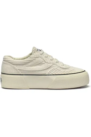 Superga 3041 Revolley Platform Corduroy Scarpe Sneakers Bianco Donna 35