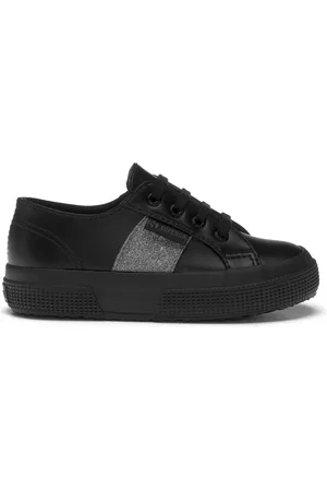 Superga 2750 Kids Synthetic Material Glitter Scarpe Sneakers Nero Unisex 25
