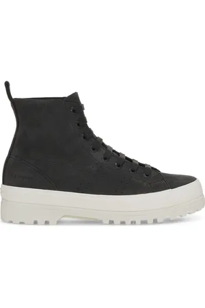 Superga 2644 Nubuck Leather Scarpe Stivali alla caviglia Nero Unisex 35
