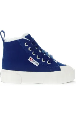 Superga 2696 Kids Stripe Suede Scarpe Sneakers Blu Unisex 25