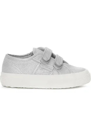 Superga 2750 Kids Straps Pearl Matte Canvas Scarpe Sneakers Grigio Unisex 33