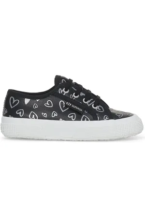 Superga 2750 Kids Vegan Material Cute Hearts Print Scarpe Sneakers Nero Unisex 23