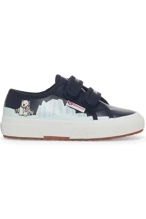 Superga 2750 Kids Straps Vegan Material Polar Bear Scarpe Sneakers Blu Unisex 23