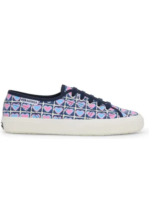 Superga 3750 Heart Crochet Print Leggera Scarpe Sneakers Blu Donna 35