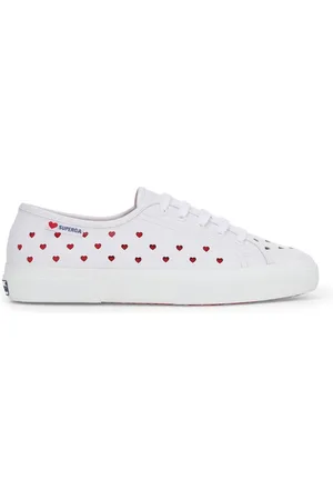 Superga 3750 Hearts Vegan Material Leggera Scarpe Sneakers Bianco Donna 35