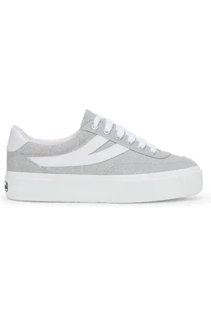 Superga 3740 Platform Jersey Lame Blocks Leggera Scarpe Sneakers Bianco Donna 35