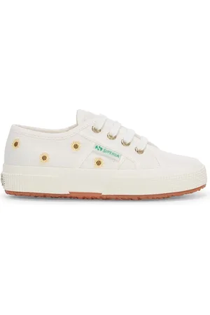 Superga 2750 Kids Embroidery Linen Sunflower Scarpe Sneakers Bianco Unisex 27