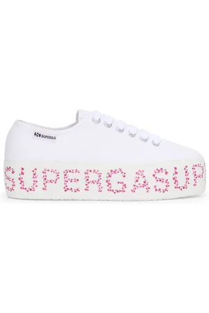Superga 3790 Platform Bouganvillea Lettering Leggera Scarpe Sneakers Bianco Donna 35