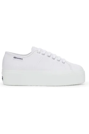 Superga 3790 Platform Vegan Tumbled Material Leggera Scarpe Sneakers Bianco Donna 35