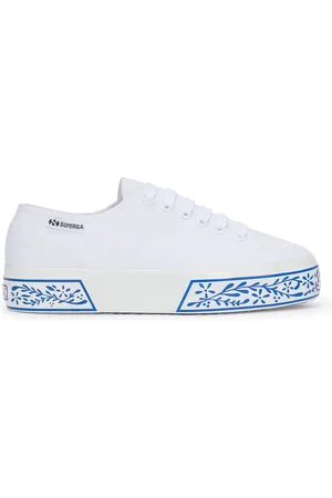 Superga 3740 Platform Ceramic Print Leggera Scarpe Sneakers Bianco Donna 35