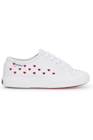 Superga 3750 Kids Hearts Vegan Material Leggera Scarpe Sneakers Bianco Unisex 25