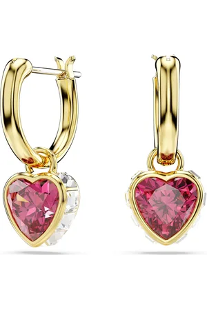 Swarovski Orecchini pendenti Chroma, Cuore, Rossi, Placcato color oro
