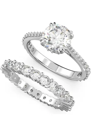 Swarovski Anello Stilla, Set (2), Taglio rotondo, , Placcato rodio