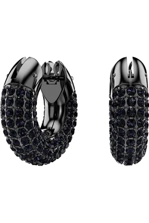 Swarovski Orecchini a cerchio Dextera, Piccoli, Neri, Placcato rutenio