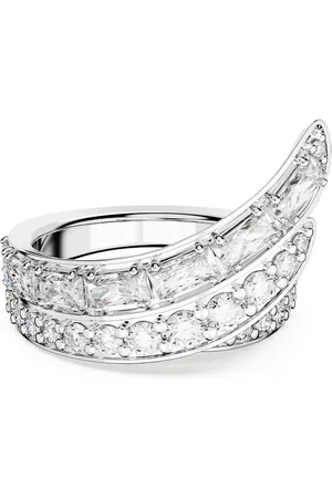 Swarovski Anello cocktail Hyperbola, Taglio misto, A doppia fascia, , Placcato rodio