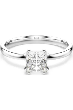 Swarovski Anello Attract, Taglio squadrato, , Placcato rodio