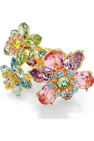 Swarovski Anello Idyllia, Taglio misto, Fiore, , Placcato color oro