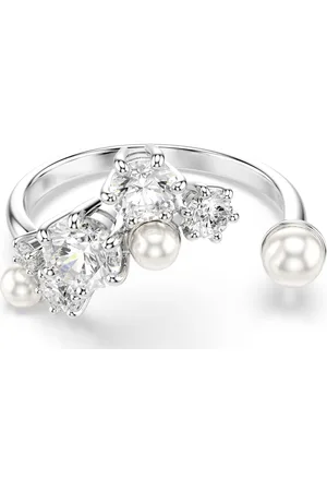 Swarovski Anello aperto Constella, Crystal Pearl, tagli Round, , Placcato rodio