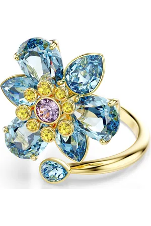 Swarovski Anello aperto Idyllia, Taglio misto, Fiore, , Placcato color oro