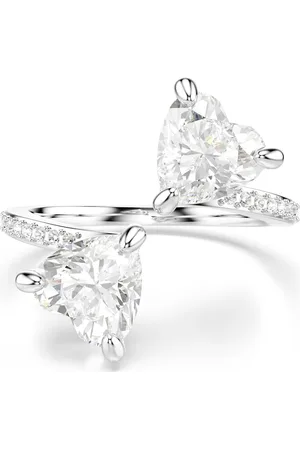 Swarovski Anello aperto Mesmera Attract, Taglio Heart, Pavé, Cuore, , Placcato color argento