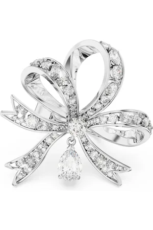 Swarovski Anello cocktail Hyperbola, Fiocco, Grande, , Placcato rodio
