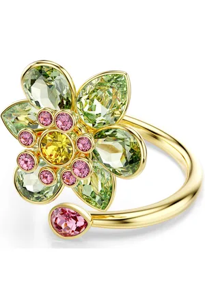 Swarovski Anello aperto Idyllia, Taglio misto, Fiore, , Placcato color oro