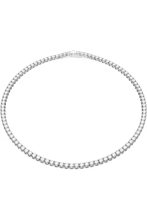 Swarovski Collana Matrix Tennis, Taglio Round, Bianca, Placcato rodio