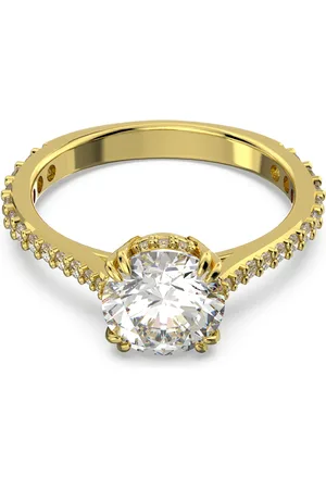 Swarovski Anello cocktail Constella, Taglio tondo, Pavé, , Placcato color oro