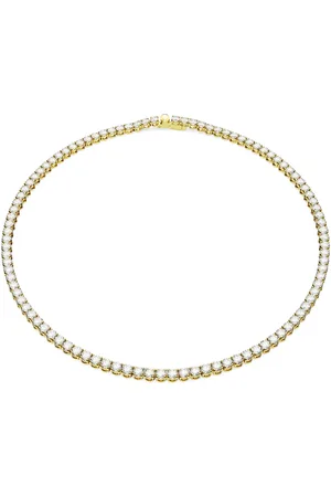 Swarovski Collana Matrix Tennis, Taglio Round, Bianca, Placcato color oro