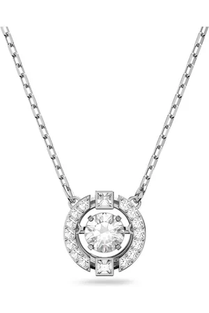 Swarovski Collana Sparkling Dance, Taglio Round, Bianca, Placcato rodio