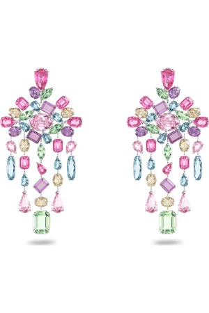 Swarovski Orecchini a clip Gema, Taglio misto, Chandelier, Extra lunghi, Multicolore, Placcato rodio