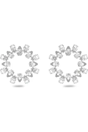 Swarovski Orecchini a cerchio Millenia, Taglio Pear, Bianchi, Placcato rodio