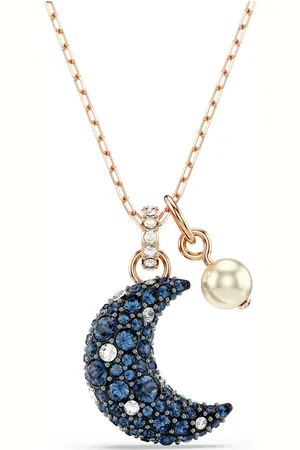 Swarovski Pendente Luna, Crystal Pearl, Luna, Multicolore, Placcato color oro rosa