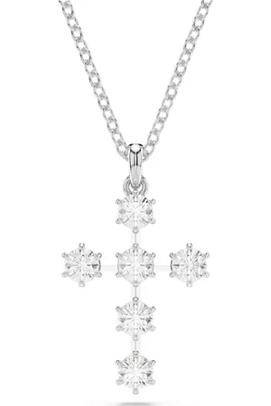 Swarovski Pendente Insigne, Taglio Round, Croce, , Placcato rodio