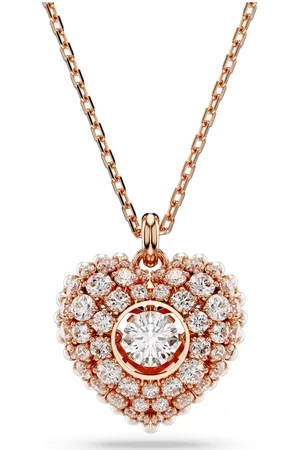 Swarovski Pendente Hyperbola, Crystal Pearl, Cuore, , Placcato color oro rosa