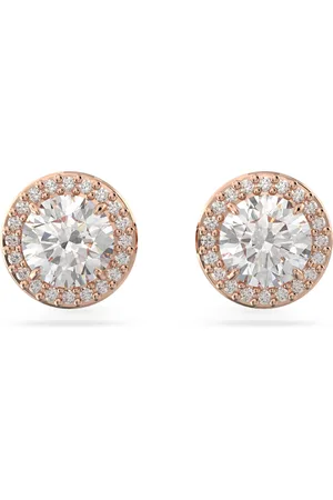 Swarovski Orecchini a lobo Una, Taglio tondo, Pavé, Bianchi, Placcato color oro rosa